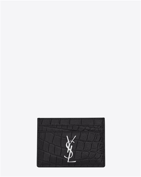 ysl card holder crocodile|saint laurent black card holder.